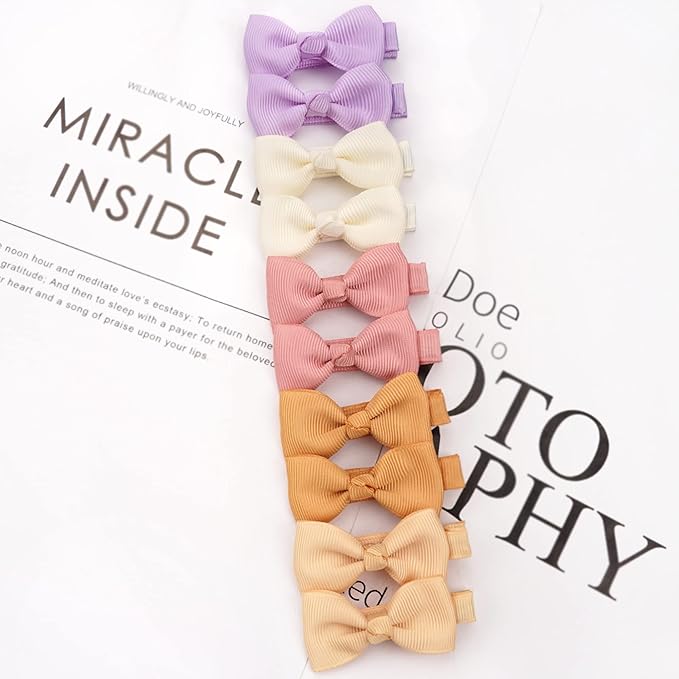 CLLOT Hair Clip 90PCS, Baby Girls Fully Lined Baby Bows Hair Pins Tiny 2' Hair Bows Alligator Clips for Infants Toddlers in Pairs
