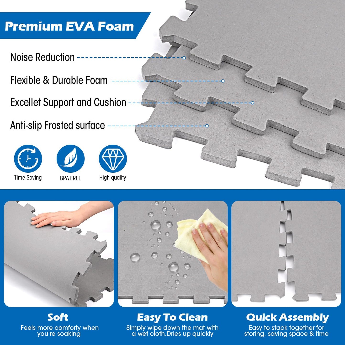 85 * 85 Inch Hot Tub Mat,Inflatable Hot Tub Accessories，Extra Thick Large Hot Tub Eva Foam Pad Padding Foundation for Outdoor Indoor,Portable Spa Pool Accessories Ground Base Flooring Mat Protector