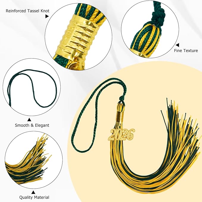 GraduationMall Single&Multiple Color Graduation Tassel with 2026 Year Charm 9"