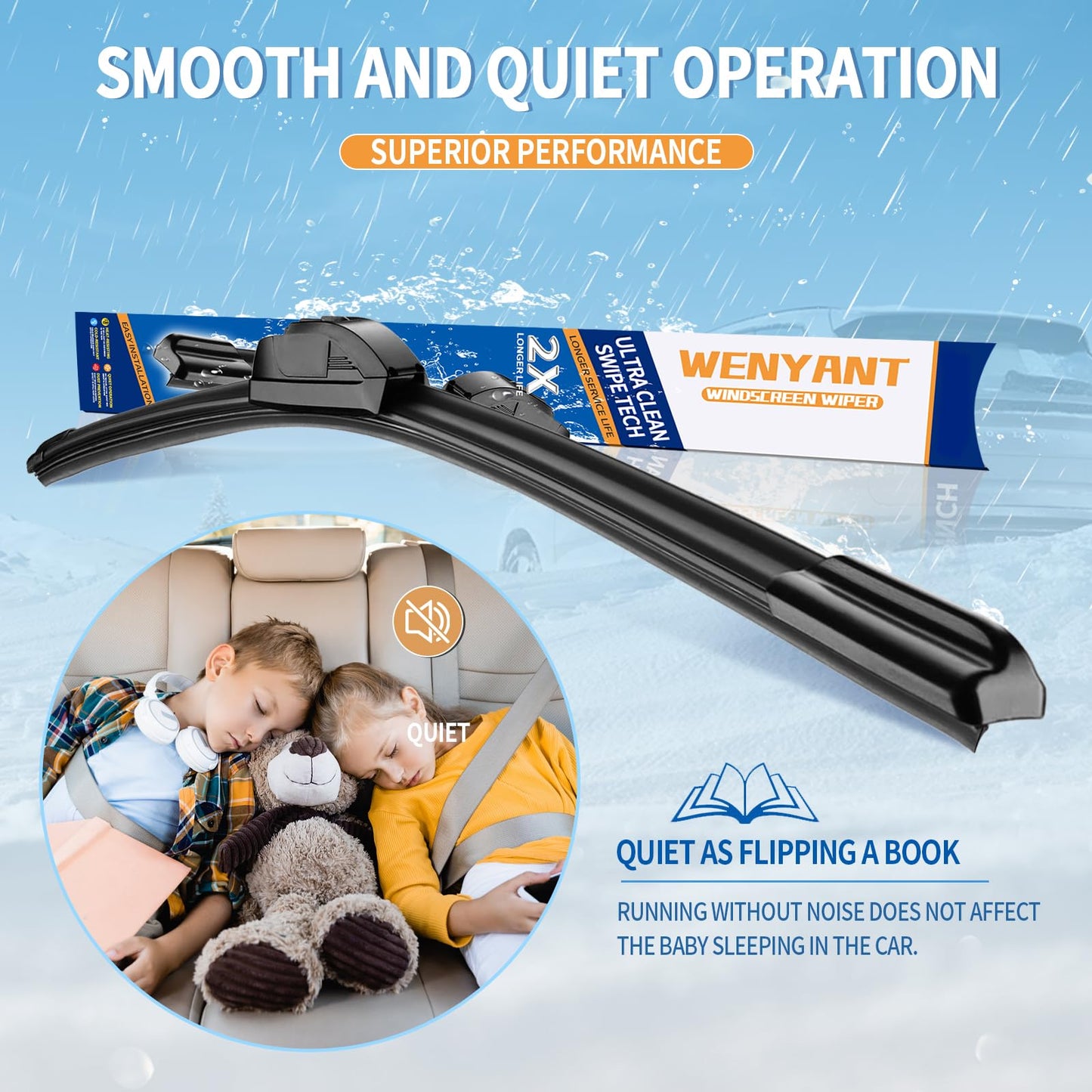 Wenyant 26"/19"/16" Windshield Wipers Compatible with Toyota Prius 2010-2015 Front and Rear Wiper Blades for My Car Automotive Replacement (Set of 3)