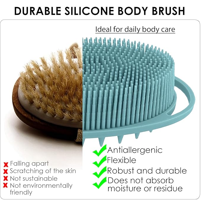 Silicone Body Scrubber Ã¢ÂÂ Dual-Sided Silicone Loofah for Shower, Set of 2 Soft Exfoliating Body Bath Shower Scrubber Loofah Brush Easy-to-Clean for Sensitive Kids Women Men All Kinds of Skin