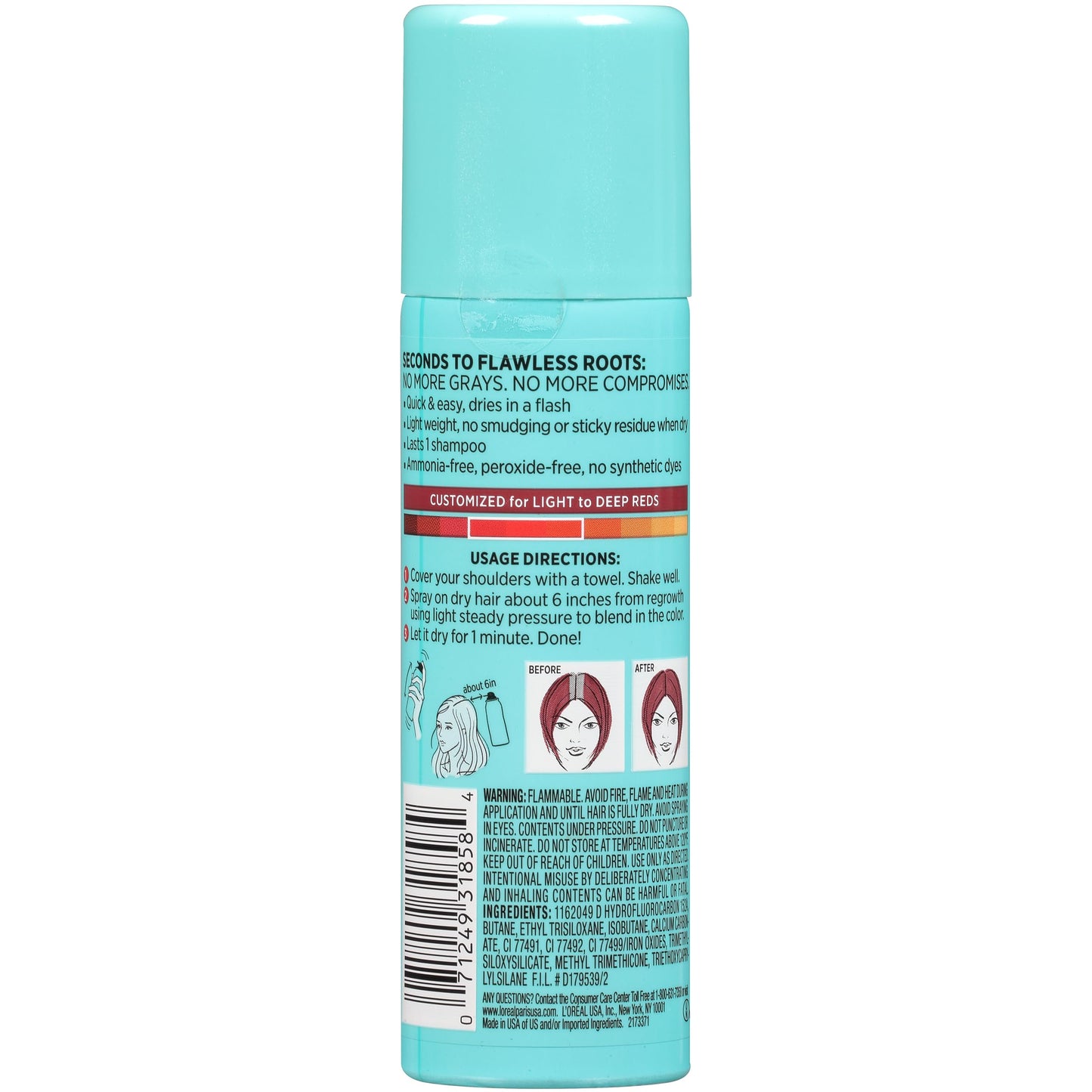 L'Oreal Paris Magic Root Cover Up Gray Concealer Spray Red 2 oz.(Packaging May Vary) (Pack of 2)