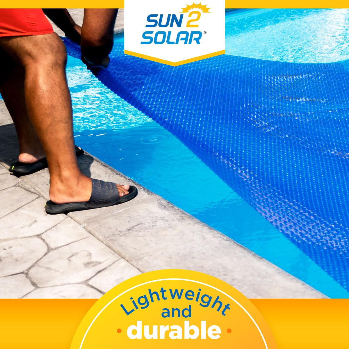 Sun2Solar Blue 16 ft x 32 ft Rectangle Solar Cover | 8 Mil | Heat Retaining Blanket for Rectangular Inground & Above Ground Swimming Pools | Use Sun to Heat Pool | Bubble Heating Blankets | 800 Series
