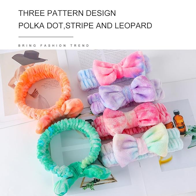 LADES Soft Skincare Headband – Adjustable, Comfortable & Stretchy Fabric, Cute Patterns for Makeup, Facial – Non-Slip, Headband for Hair Control