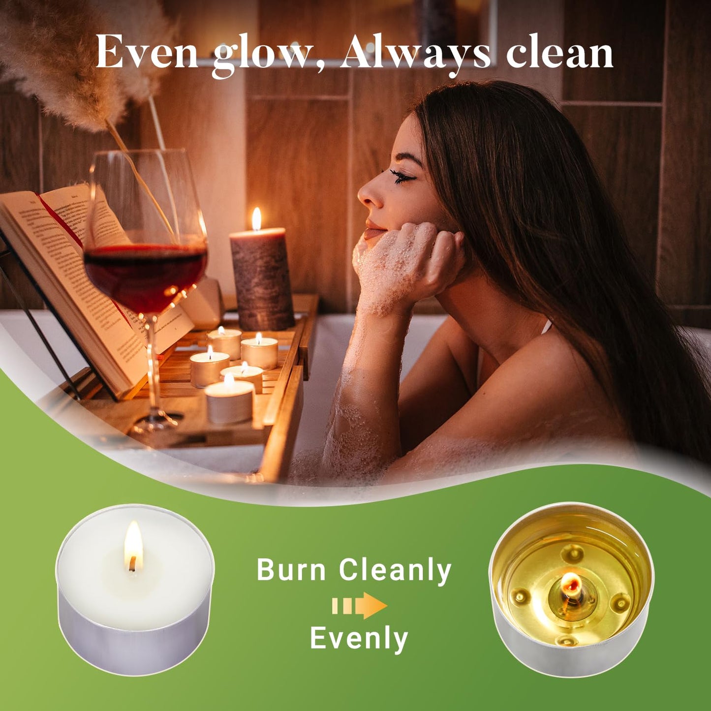 Tea Candles 100 Pack - 8 Hour Burn Time,Unscented Tea Lights Candles for Shabbat, Weddings, Christmas Lights, Home Decor