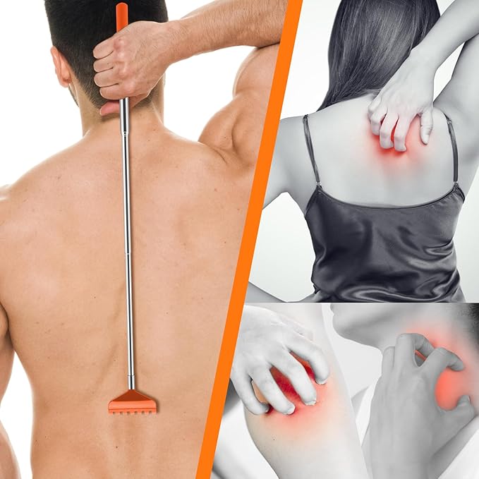 NICEMOVIC 6 Pack Back Scratcher for Women Men, Christmas Stocking Stuffers, Prizes for Adults, White Elephant Gifts for Adults, Extendable Bulk Back Massager Tool for Thanksgiving Birthday (Orange)