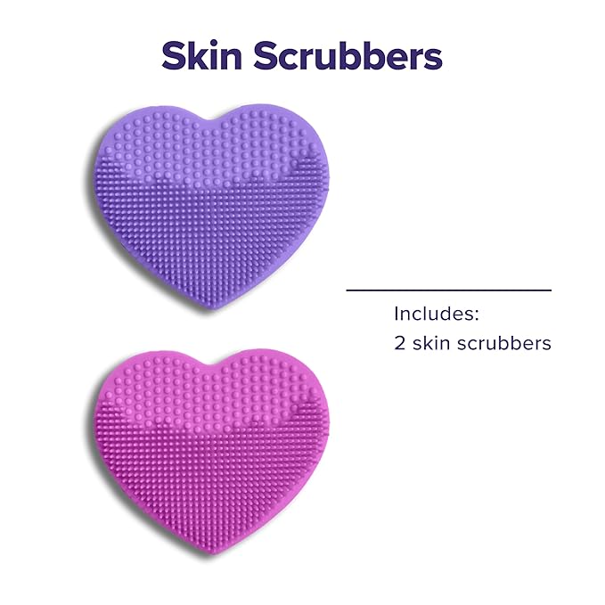 Plum Beauty Heart-Shaped Silicone Skin Scrubber Ã¢ÂÂ Manual Facial Cleansing Brush for Exfoliating & Massaging Ã¢ÂÂ Soft, Skin-Safe Bristles for All Skin Types Ã¢ÂÂ Includes Suction Cup Mount