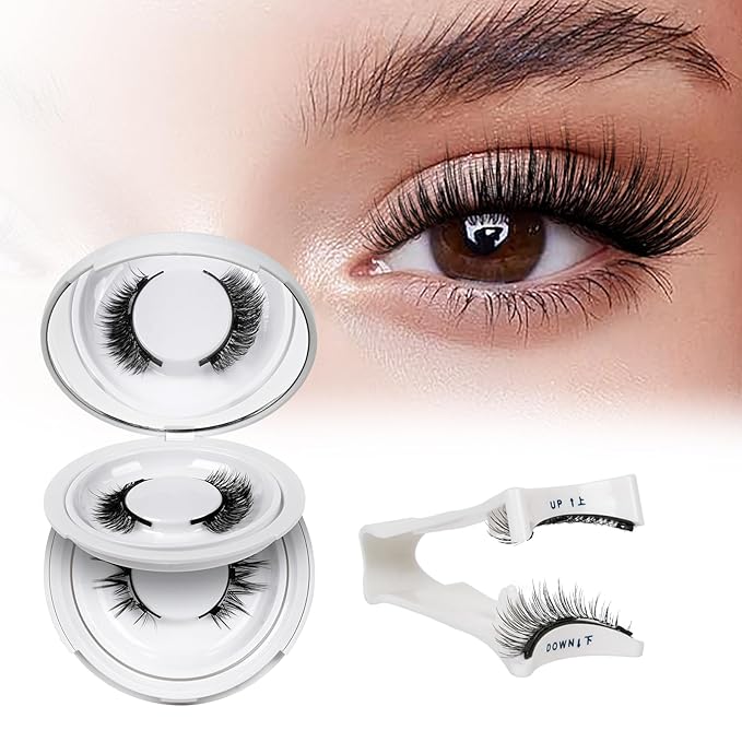 QUEWEL Magnetic Eyelashes 2 Pair Reusable Magnetic Eyelashes with Applicator No Glue Needed Eyelashes Cat Eye Natural Look Lash Clusters Kit Easy to Wear and Remove(A10)