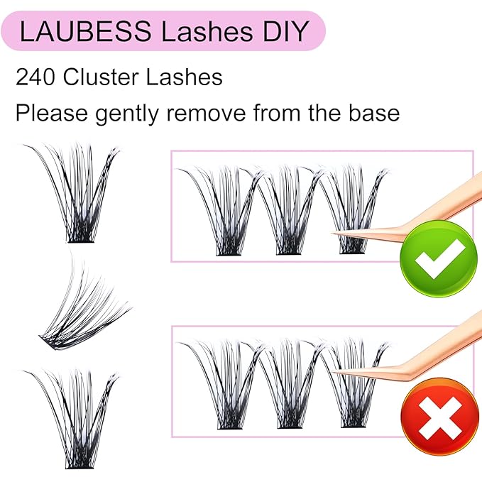 Cluster Lashes 40D Eyelash Clusters Mixed Tray Wispy Lash Clusters Extensions D Cluster Eyelash Extensions Individual Lashes DIY Lash Extension (40D-0.07D-9-16mm)