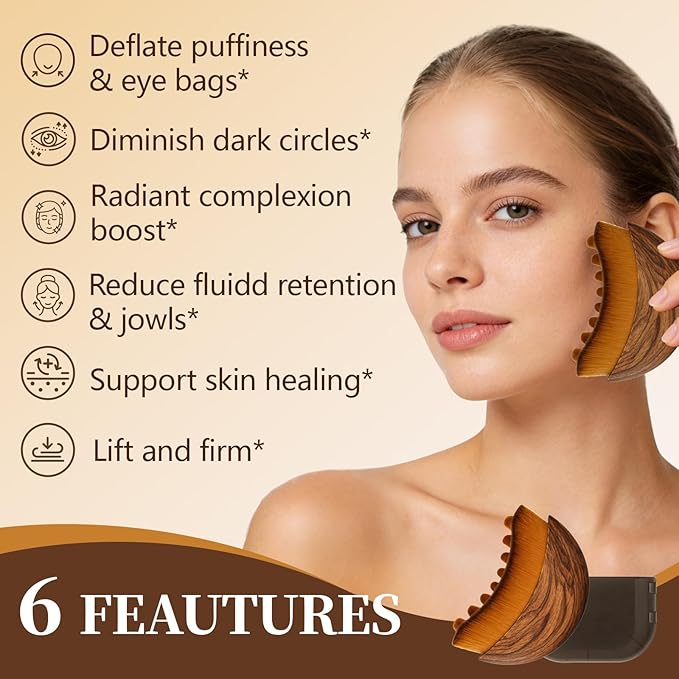 Lymphatic Contour Face Brush - Facial Massage Tool for Lymphatic Drainage, Contouring & Relaxation | Gentle Gua Sha Brush & Skin Care Tools for Daily RoutineÃ¯Â¼Â2 PCSÃ¯Â¼Â