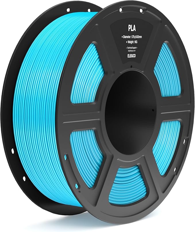 ELEGOO PLA Filament 1.75mm Sky Blue 1KG, 3D Printer Filament Dimensional Accuracy +/- 0.02mm, 1kg Spool(2.2lbs) Fit Most FDM 3D Printers