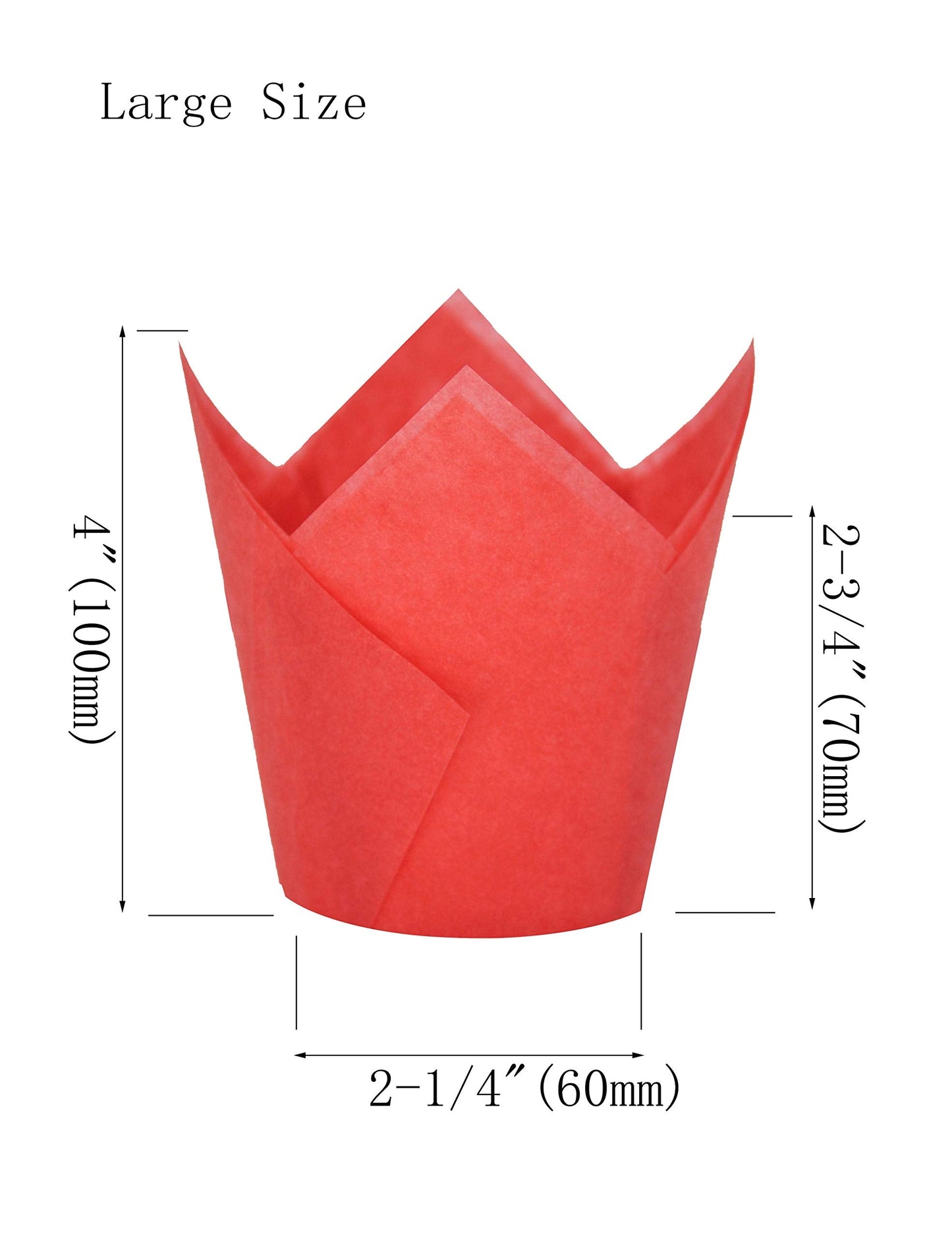 QLSmypkg Large Greaseproof paper Wrappers Muffin Baking cupcake cups liners, 2-1/4" x 4" Natural,Red,Yellow 3 colours in a box Tulip Baking Cups Holders 125 pcs (Large) (125, Multi Red,Yellow,Natural)