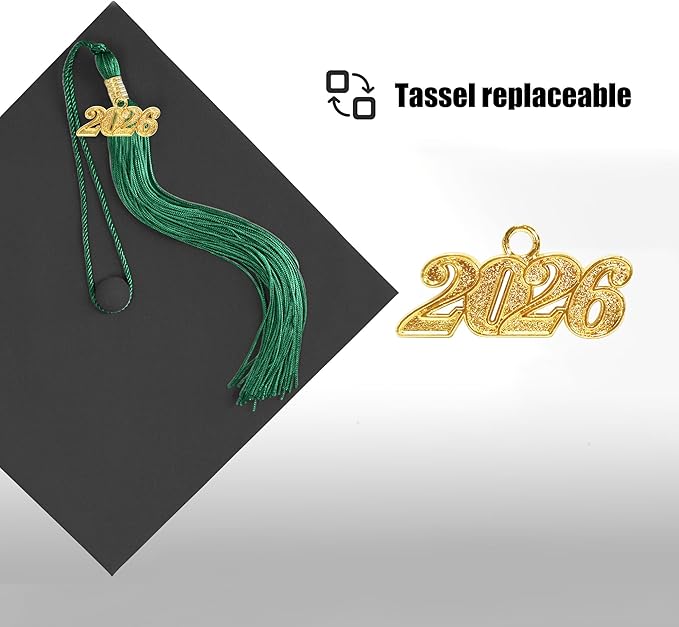 Graduation Cap with 2026 Tassel Year Charm Black Graduation Cap for High School & Bachelor