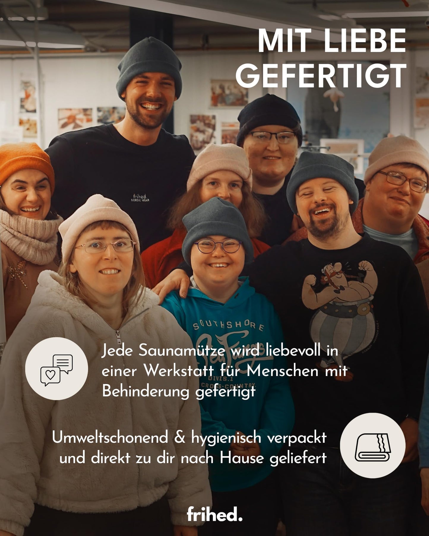 frihed. Sauna hat - Made of woolwalk - 100% Sheep's Wool - Premium Sauna Accessory - Flexible Size - Made in Germany (Sand)
