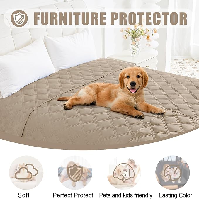 Smiry Waterproof Dog Bed Cover Blanket 40x50, Soft Reversible Pet Blanket, Washable Leakproof Cats Dogs Couch Cover for Sofa, Couch, Furniture, Taupe/Taupe