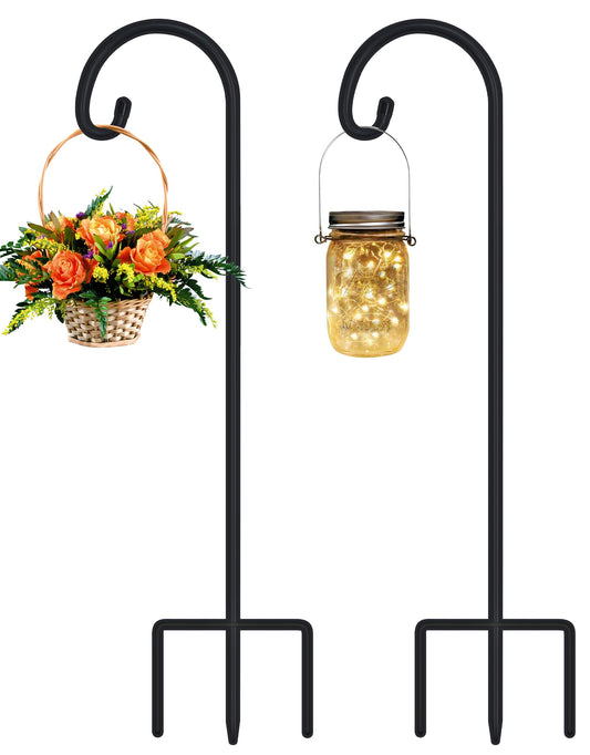 FEED GARDEN Adjustable 48 Inch Small Shepherd Hooks for Outdoor, Garden Hook for Lanterns, Shepard Hooks for Hanging Plants, Bird Feeders, Solar Lights, Mason Jars, Weddings Decor,2 Pack