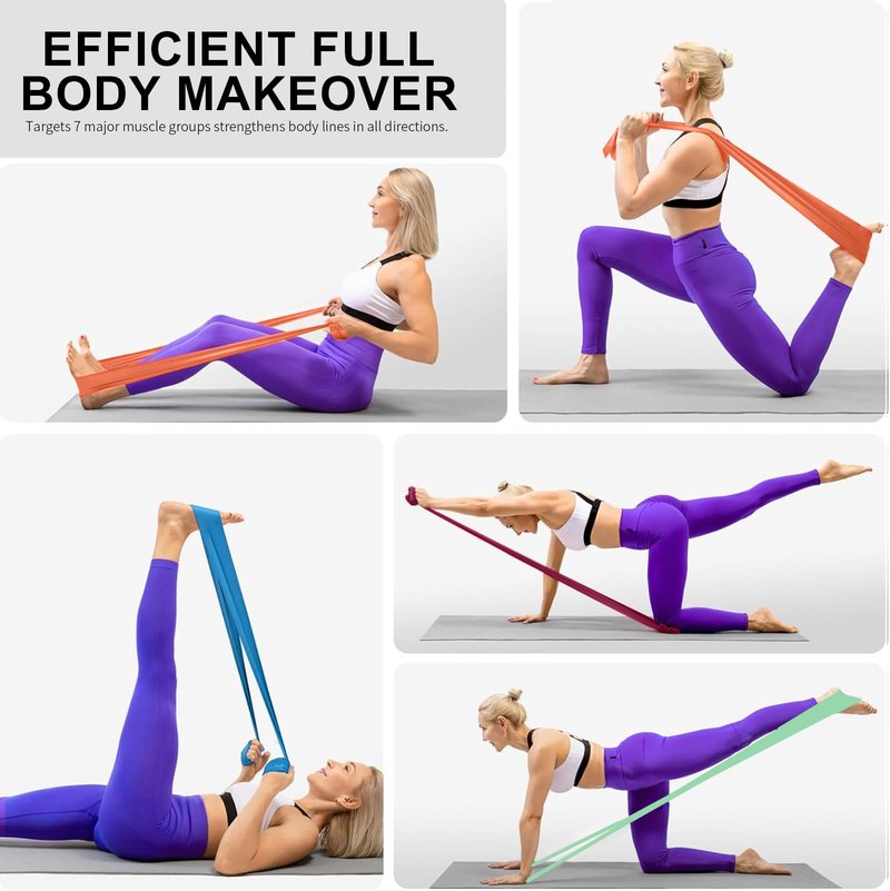 A AZURELIFE Professional Individual Exercise Resistance Bands, Single 5, 6,7 Ft or 8 Yards Elastic Bands, Non-Latex Stretch Bands for PT, Yoga, Pilates, Rehab, at-Home or The Gym Workouts