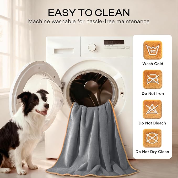 Luciphia Waterproof Pet Blanket, Liquid Pee Proof Dog Blanket for Sofa Bed Couch, Reversible Sherpa Fleece Furniture Protector Cover for Small Medium Large Dogs Cats, Grey+Beige X-Large（85" x 57"）