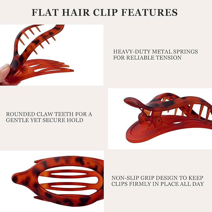 8 Pack Flat Hair Clips for Women, Matte Flat Claw Clips for Thick & Thin Hair No-Slip Strong Hold Hair Barrettes, French Duckbill Styling Accessories for Women