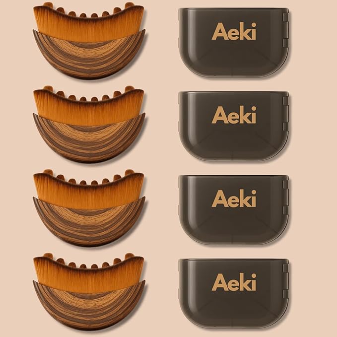 Aeki Lymphatic Contour Face Brush - Reduces Puffiness & Restores Definition, Aeki Lymphatic Face Brush, 100% Gentle & Soft on Skin | Naturally Sculpted Look,Aekii Facial Brush (4 Set)