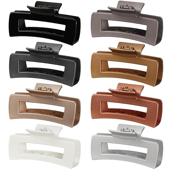 4.1 Inch Hair Clips - 8 Pcs Square Jaw Clips for Thick and Thin Hair, Rectangular Hair Accessories for Women and Girls(Metallic Color)