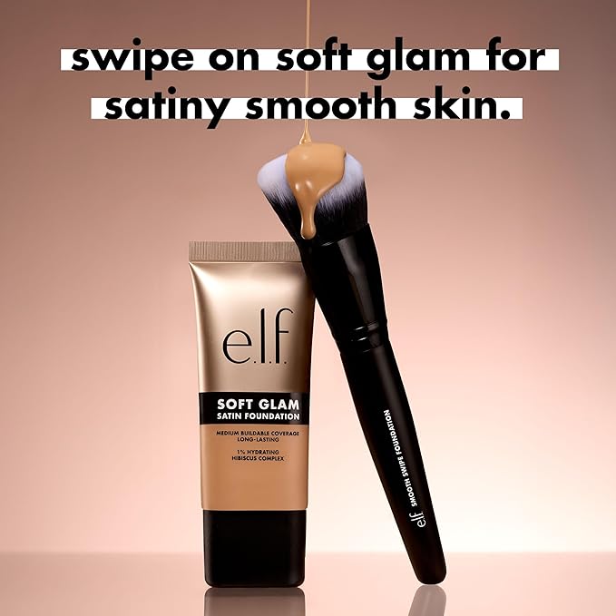 e.l.f. Smooth Swipe Foundation Brush, Face Makeup Brush For A Natural-Looking Finish, For Liquid & Cream Formulas, Vegan & Cruelty-Free