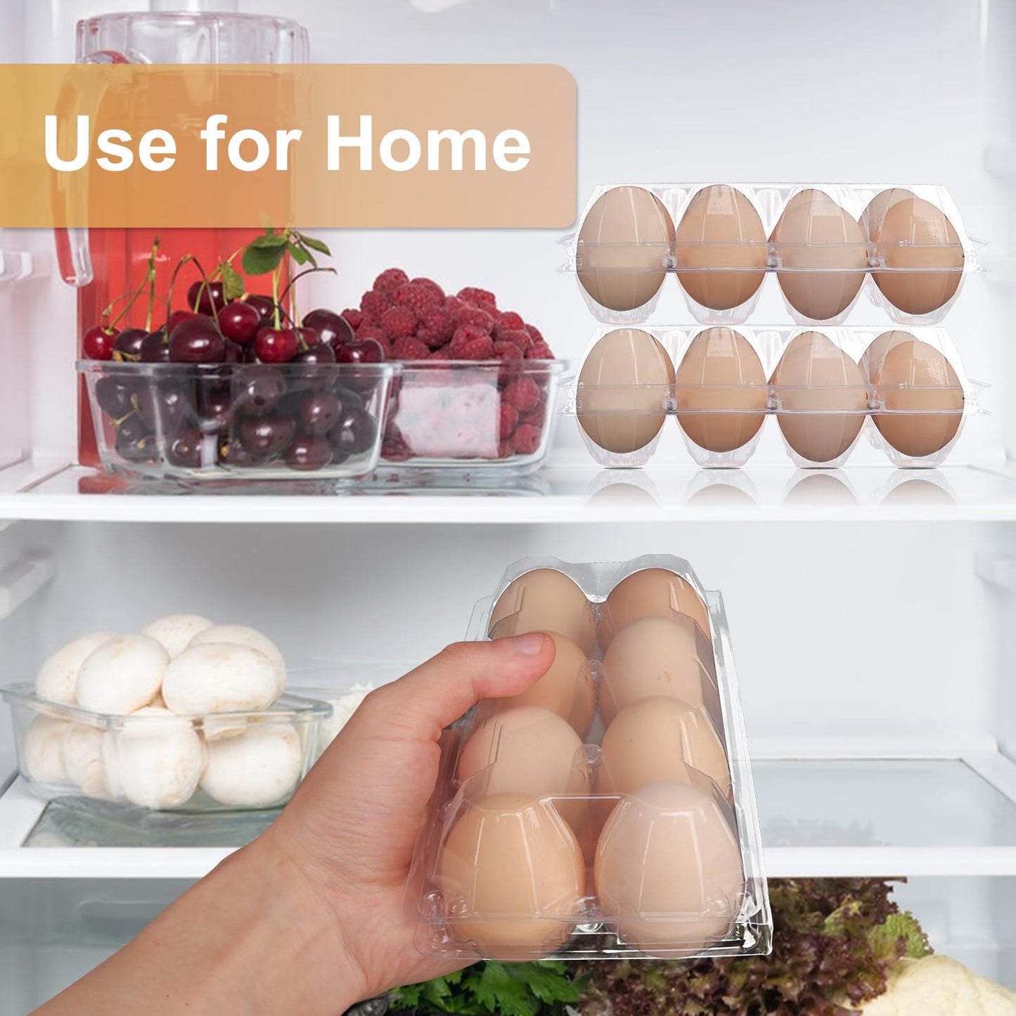 KUKLIPJIM 150 Pack Bulk Egg Cartons, Clear Plastic Chicken Egg Holders, Egg Tray Carton Holder for Home & Kitchen, Farm & Market Use, An Eco-Friendly Egg Storage Solution, 8 Grids，(Medium Size)…