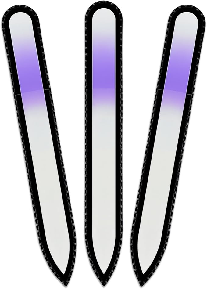 Mont Bleu Rainbow Glass Nail File in Black Pouch - Czech Tempered Glass - Handmade in Bohemia-Czech Republic - Nail Care Gift Set