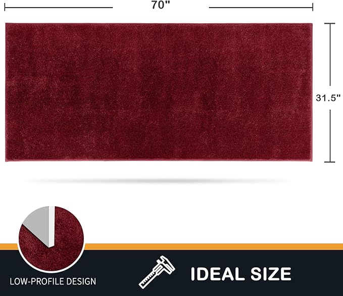 PURRUGS Dirt Trapping Door Mat 31.5" x 70", Non-Slip Machine Washable Entryway Rug, Dog Doormat, Indoor Front Door Mat, Super Absorbent Entry Rug for Muddy Shoes & Paws, Burgundy Red