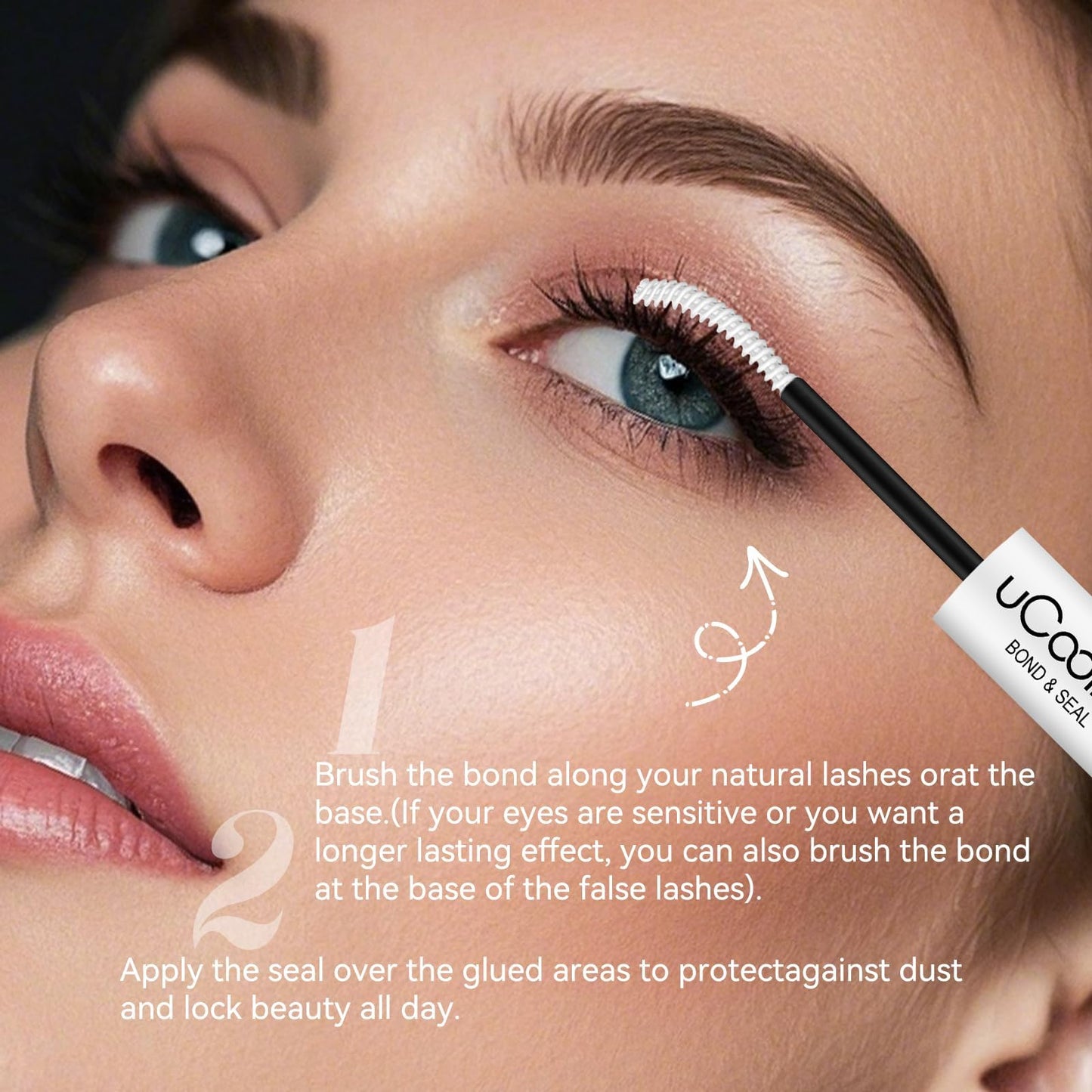 uCoolMe Lash Bond and Seal Waterproof 10ML for Lash Clusters 144Hours SuperStrong Long-Lasting Non-Irritating Eyelash Glue for DIY at Home(White,10ML)