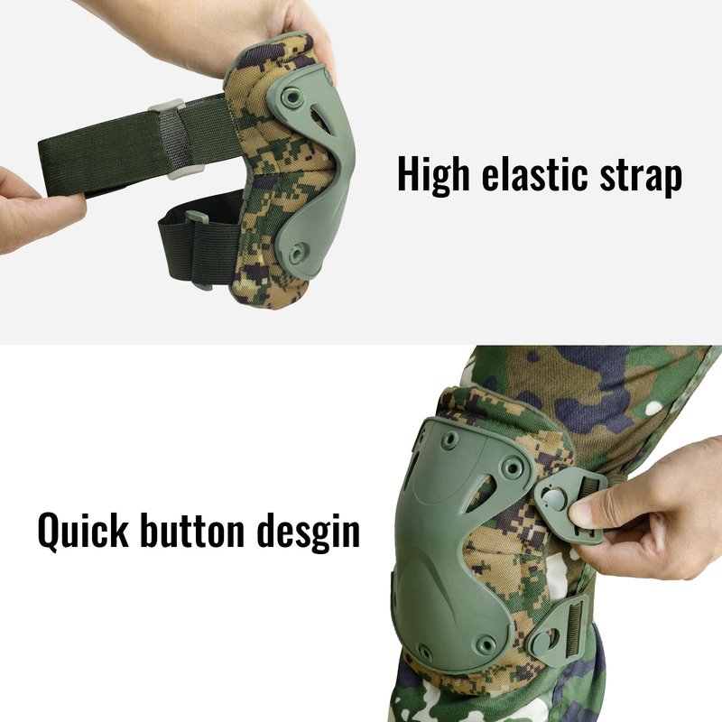 Qavctw Tactical Knee and Elbow Pads Set Protective Gear Knee Pads for Outdoor Sports Combat Paintball CS Cycling Skateboarding Skate Safety Guards Pads