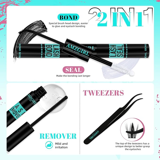 Lash Clusters Kit 160PCS Fairy Eyelash Clusters Kit with Lash White Bond and Seal,Eyelash Glue Remover and Applicator, Manga Eyelashes Wide Stem Cluster Eyelashes Extensions Kit(Lily,C-Mix10-18mm)