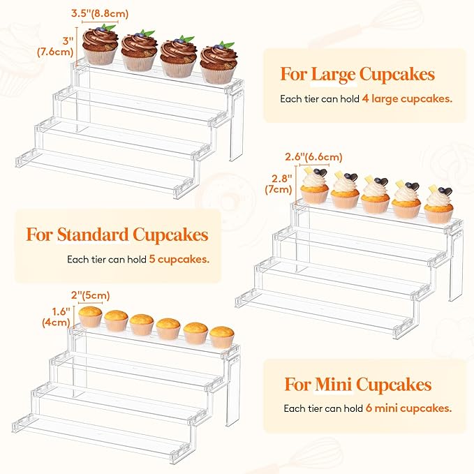 Lifewit Cupcake Stand, Perfume Cologne Organizer, Tool-Free Assembly, Display Riser, Spice Rack, Figurine Holder, Makeup Storage, Room Decor, Party Decorations, Clear, 14Ã¢ÂÂ³ 4 Tier, 1 Pcs