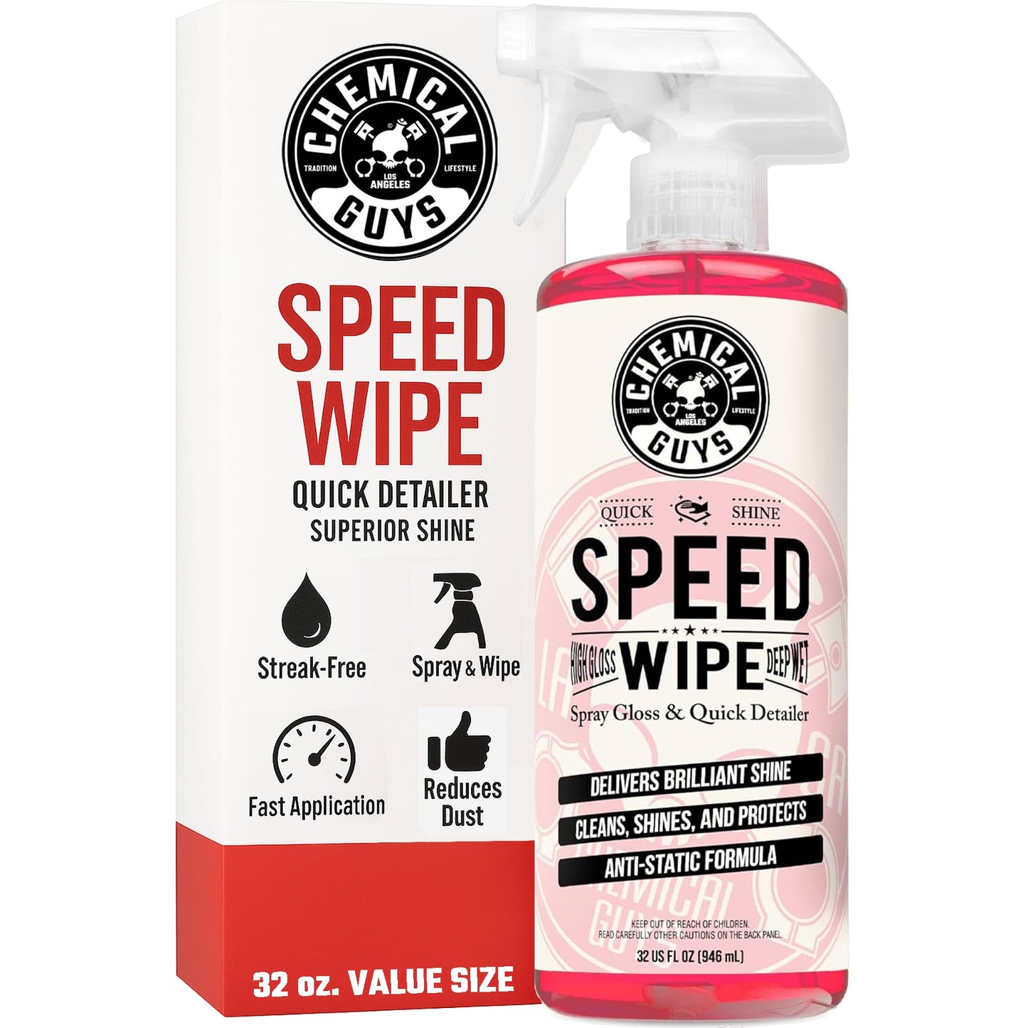 Chemical Guys Speed Wipe Quick Detailer, Safe for Cars, Trucks, SUVs, Motorcycles, RVs & More, Extra Large 32 fl oz, Cherry Scent