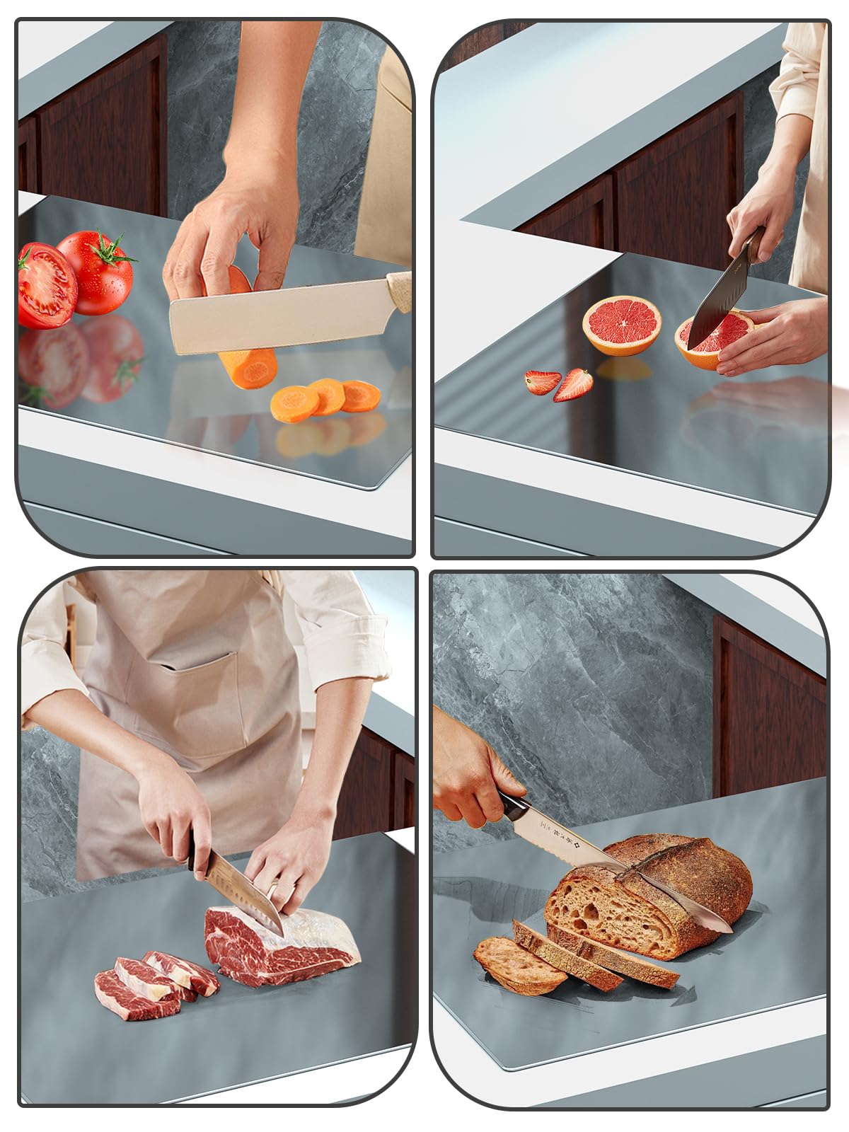 TaiSENtric Titanium Cutting Boards for Kitchen，Titanium Cutting Board Large， Dishwasher Safety, Easy to Clean, Cutting Boards Non Toxic, Non Slip&Low Noise Chopping Board(19.6 * 15.3)