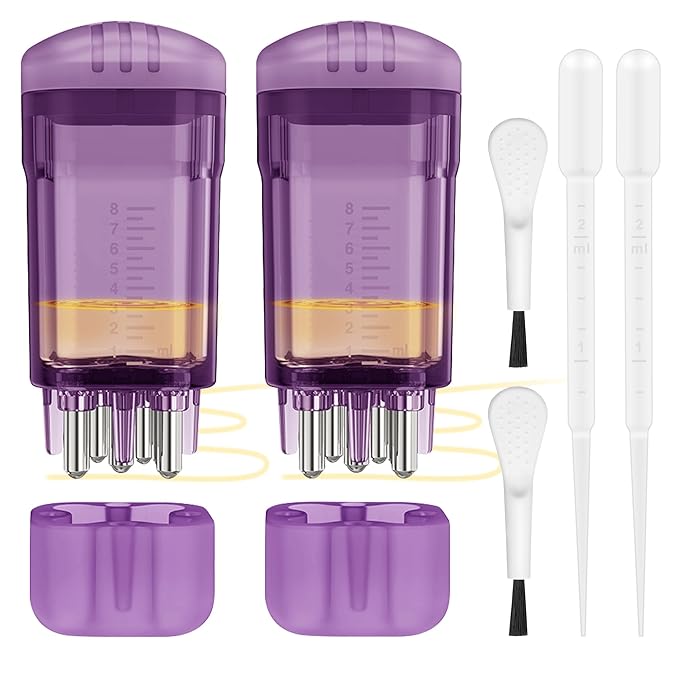 2 PCS Minoxidil Applicators with Cleaning Brush and Dropper, Anglecai Scalp Applicator Comb for Hair Oil Applicator Brush, Minoxidil Brushes for Scalp Applicator Comb for Hair Growth (Purple)