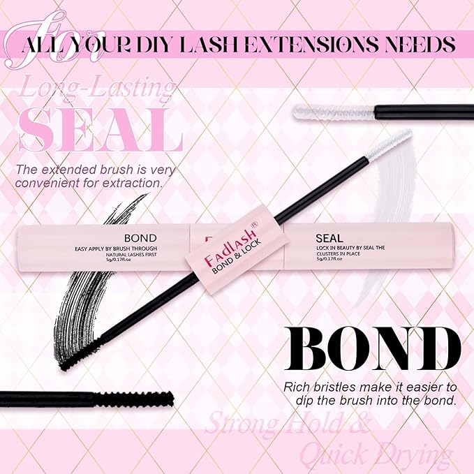 FADLASH Lash Clusters Kit Lash Extensions Individual Lashes D Curl 12-18mm Eyelash Clusters with Lash Bond and Seal Lash Tweezers Natural Lash Clusters Kit 280Pcs