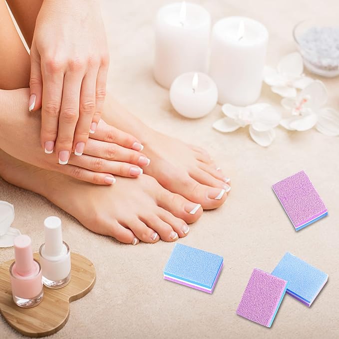 CGBE Buffing Block, Double-Sided Nail Buffing Block, Colorful Sponge Nail Polish Sanding Buffer Strips Nail File Blocks Manicure Tools (Blue-Purple)