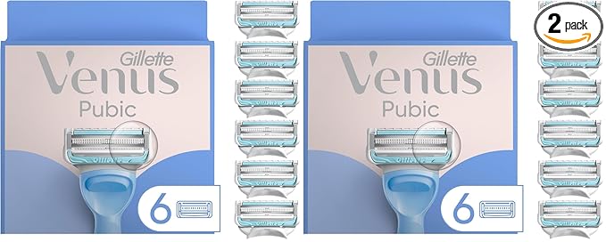 Gillette Venus Intimate Grooming Razors for Women, 6 Razor Blade Refills, Bikini Razors for Women,(Pack of 2)