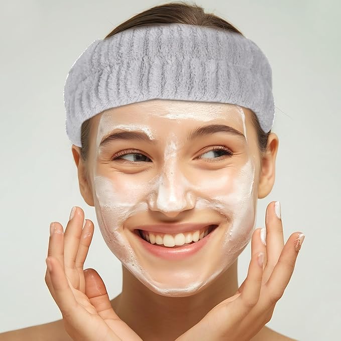 2Pcs Spa Headband, Head Bands Mens Hair Band Makeup Headband for Washing Face Absorbent Elastic Skin Care Headband Wrap for Women Yoga Sports Shower Exercise