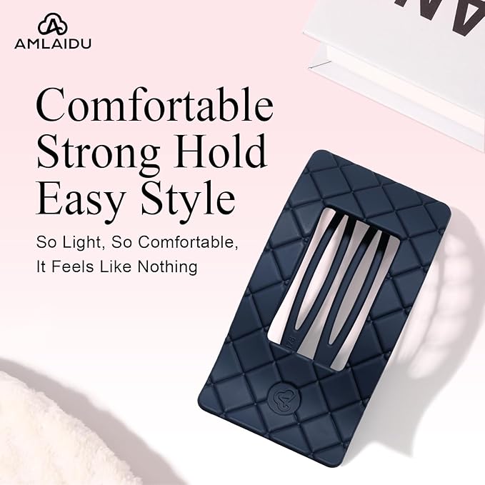 Large Flat Hair Claw Clips for Women Fine Thin Medium Thick Hair, Duckbill Strong Hold Non Slip Square Hair Clips, Cozy French Lay Down Hairclips, Papaya, Blue, Steel Gray, Mood Indigo, 4 Pcs
