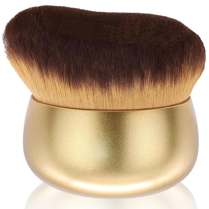 Extra Large Body Makeup Brush For Self Tanner, Leg Makeup &Bronzer Blend,75 mm Wide-headed Kabuki Brush Provides More Even& Pretty Application, Sunscreen Face&Back Makeup Brush, Wet&Dry Use- Gold