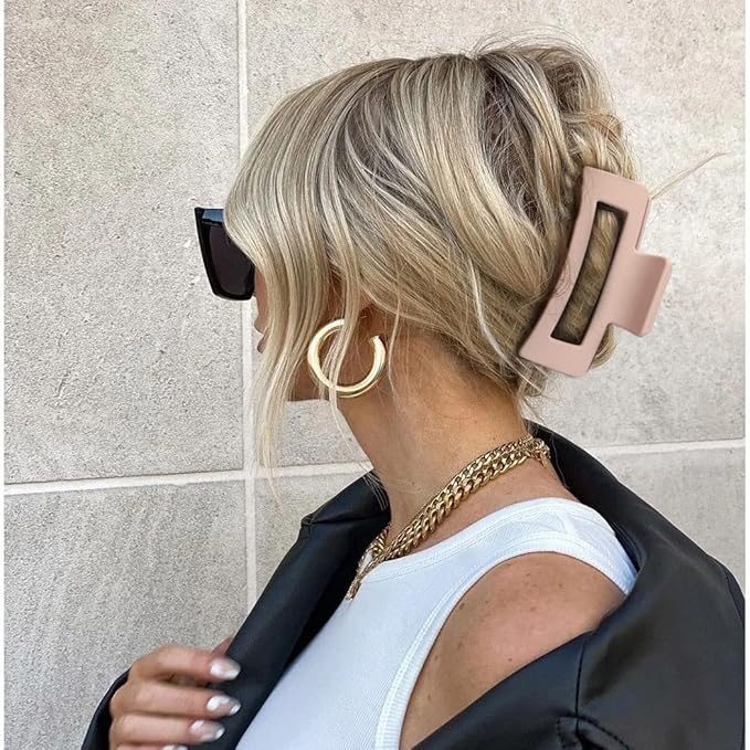 Canitor 4 PCS Matte Rectangular Banana Clips - Thick Hair Clips, Non-Slip Barrettes for Women's Thick Hair