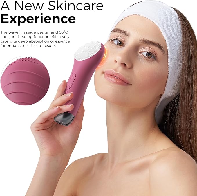 Face Scrubber Facial Cleansing Brush - Waterproof and Rechargeable Face Cleansing Brush with 4 LED Gentle Light, Cleansing, Exfoliating and Massaging, Electric Face Scrub Brush for Men & Women