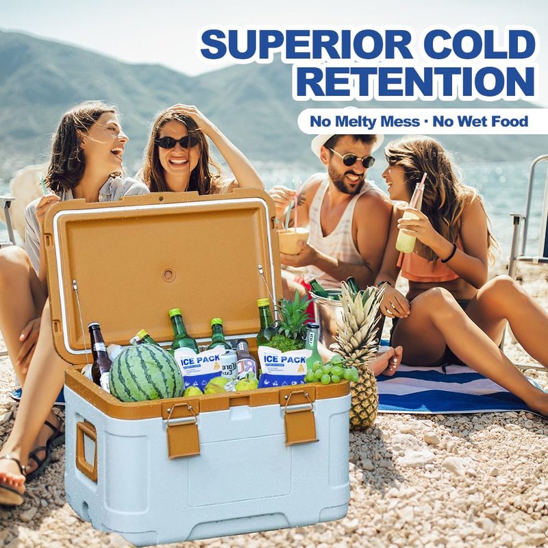 Blue Ice Packs for Coolers, Shipping and Lunch Box | Cold for Up to 48 Hours | Slim Size Long-Lasting Reusable Ice Pack | Gel Freezer Packs for Camping, Beach, Fishing, Shipping Food (4" X 4" 100pcs)