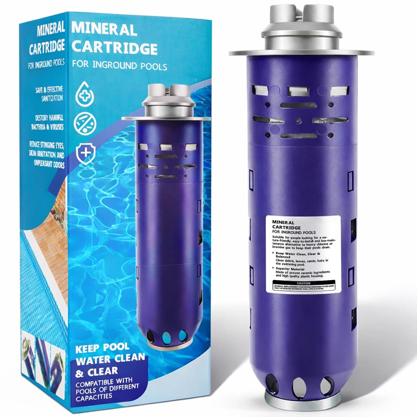 Replacement for Nature2 Duoclear 45 Mineral Cartridge W28002 for All DuoClear Fusion Soft Vision Pro Above Ground Inground System Pool System, Compatible with up to 45000 gallons Pool, W26002