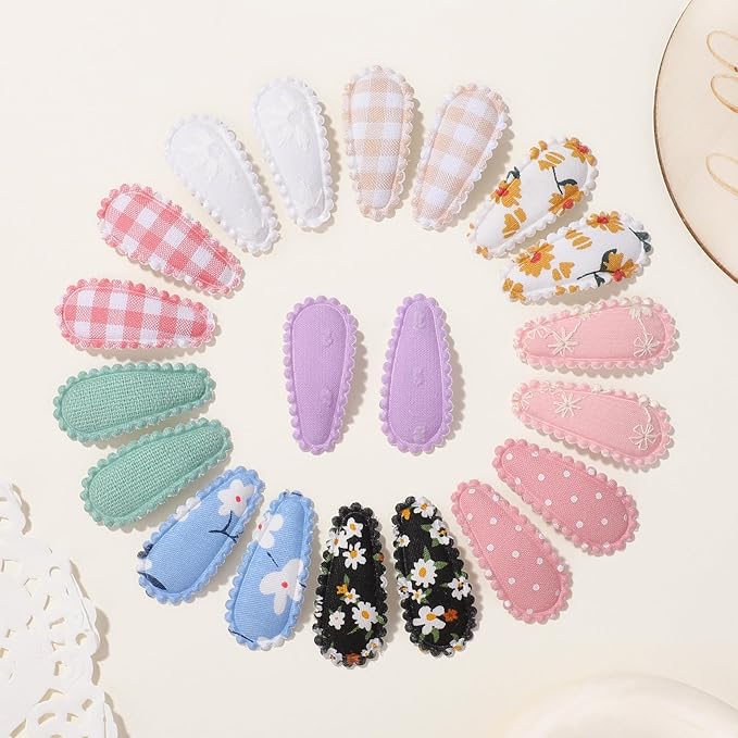 20 PCS Snap Toddler Hair Clips - Flower Patterns, Wrapped Mini Barrettes, Cute Hair Accessories for Girls and Infants
