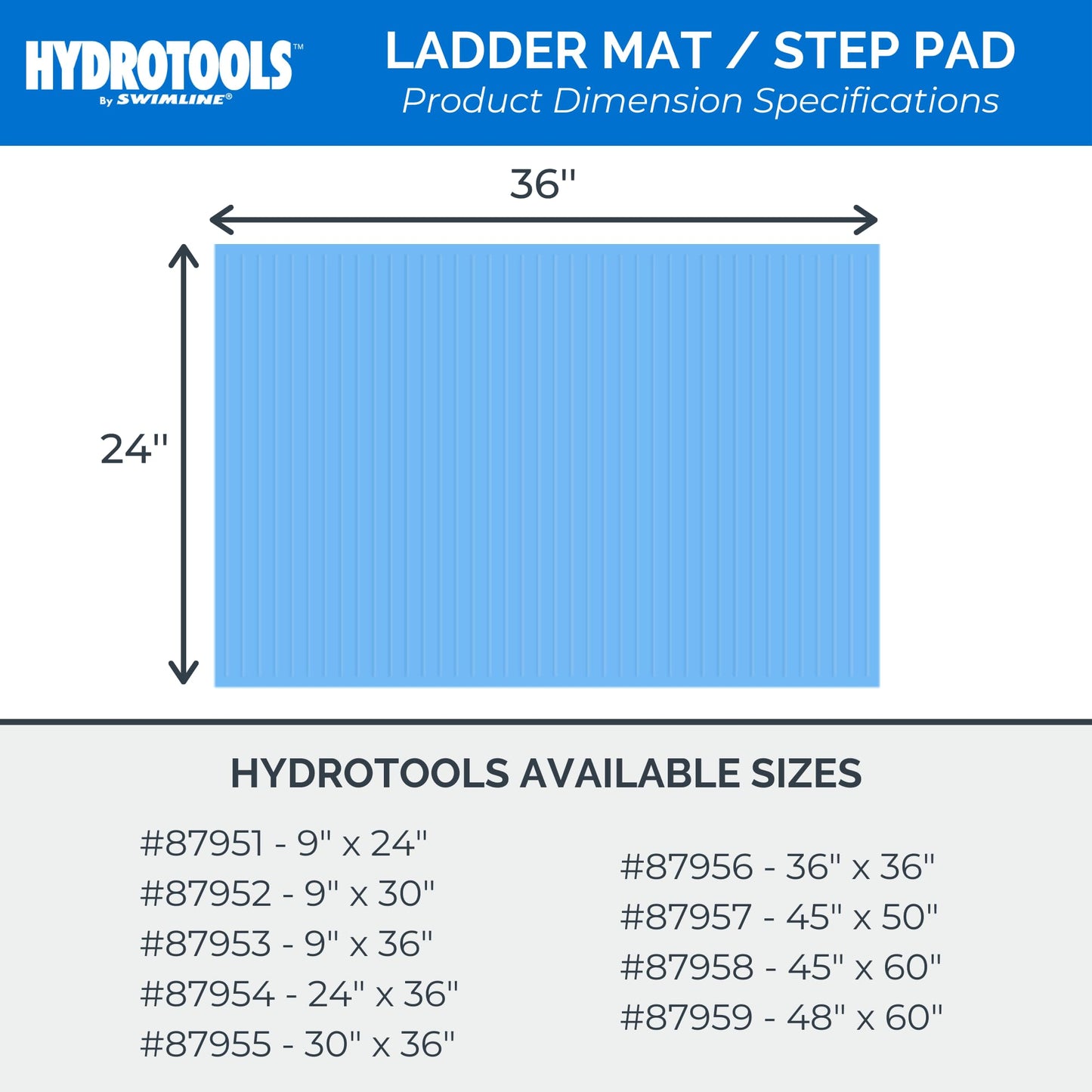 SWIMLINE HYDROTOOLS Protective Pool Ladder Mat for Above Ground Pools – Safety & Stability for Stairs, Steps & Ladders – Premium Durable Material, 24" x 36"