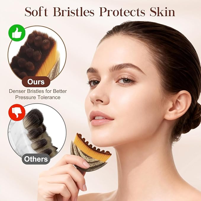 2 PCS Upgrade Lymphatic Contour Face Brush - Dry Brushing Face Massager for Lymphatic Drainage, Neck Chin & Jawline Sculpting - Ergonomic Skin Fit Design to Reduce Puffiness, Relieve Fatigue