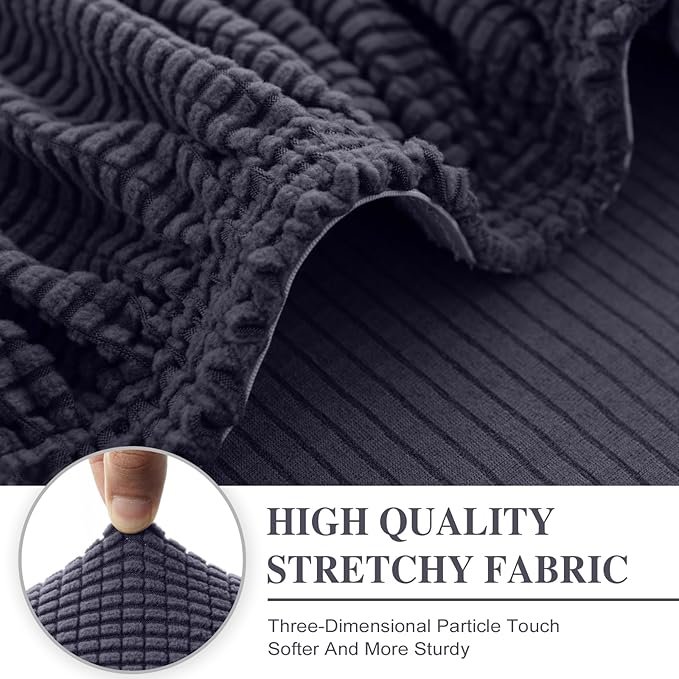 Couch Cushion Covers for Sectional Sofa L Shape Washable Separate Seat Chaise Couch Cover Stretch Sofa Slipcovers with 2 Pcs Pillowcases(2 Seater + 1 Chaise, Dark Grey)